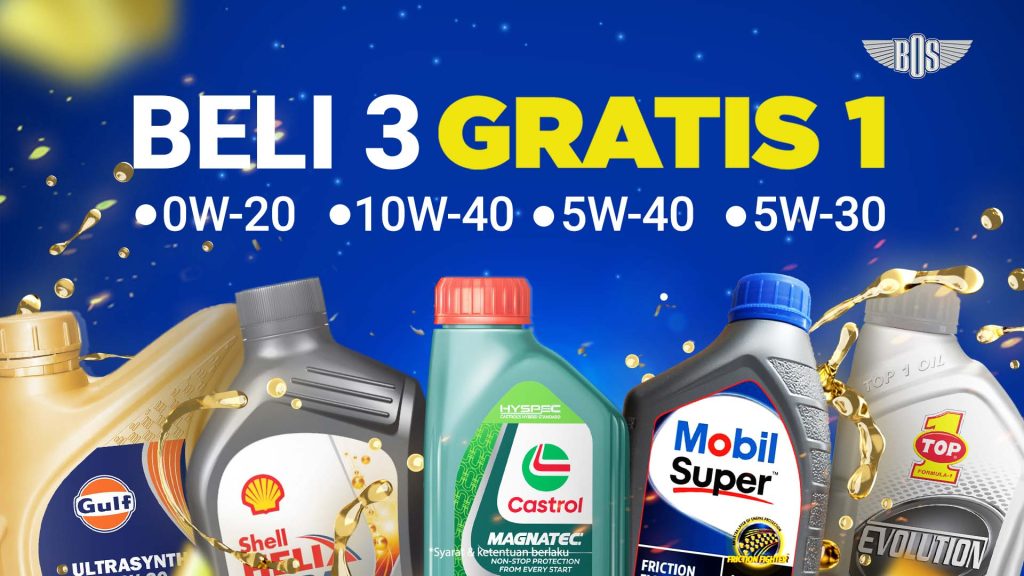 Beli 3 Gratis 1 Oli di Bengkel BOS